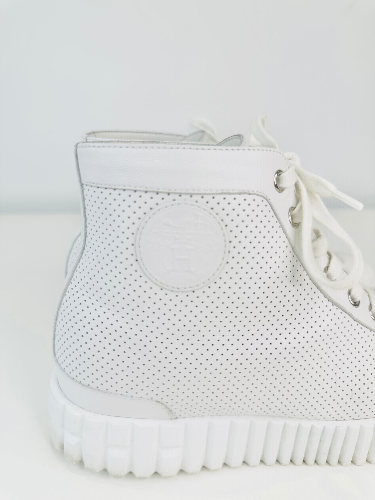 Perforated Leather High-Top Trainers - Size 38.5