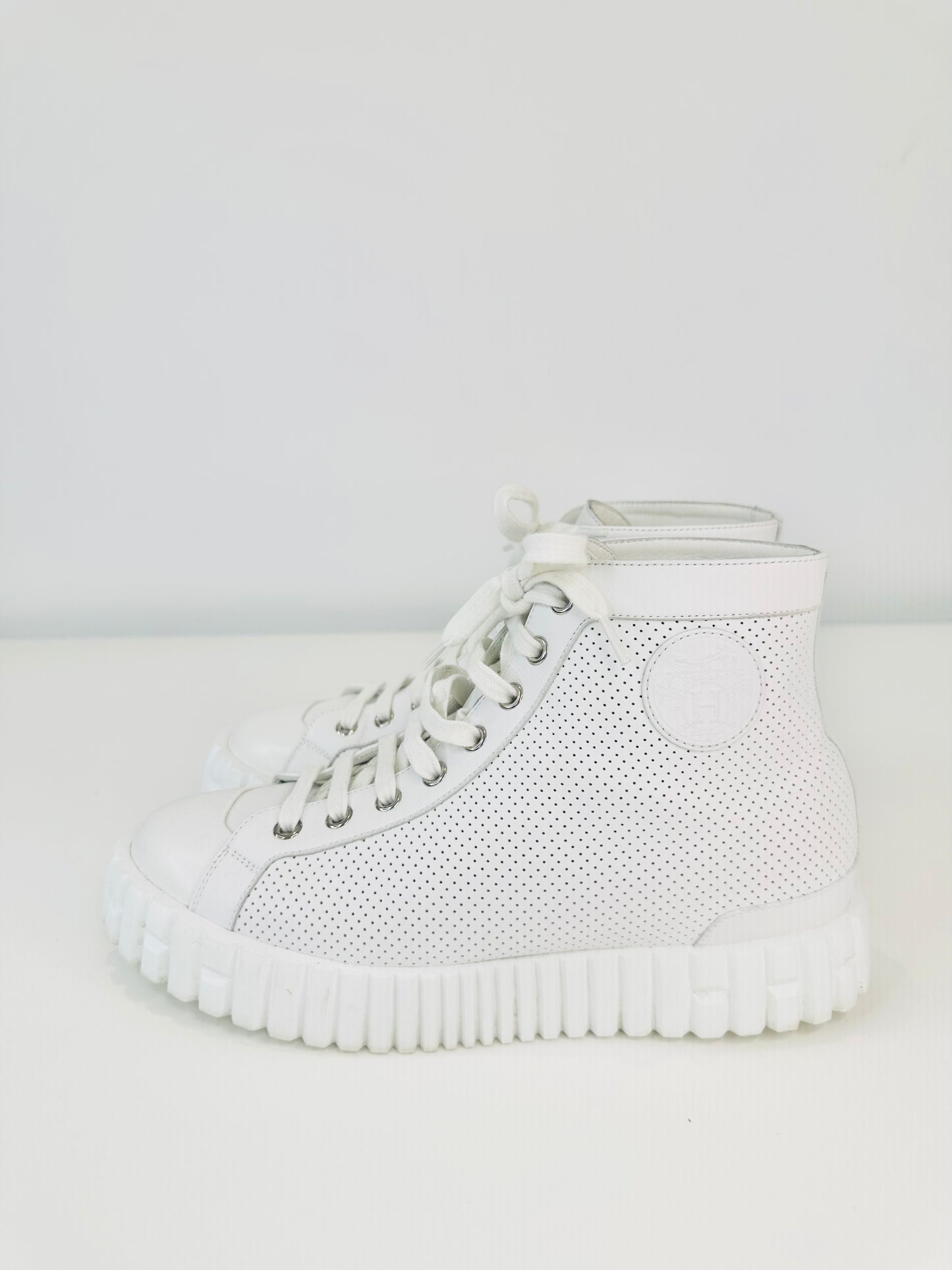 Perforated Leather High-Top Trainers - Size 38.5