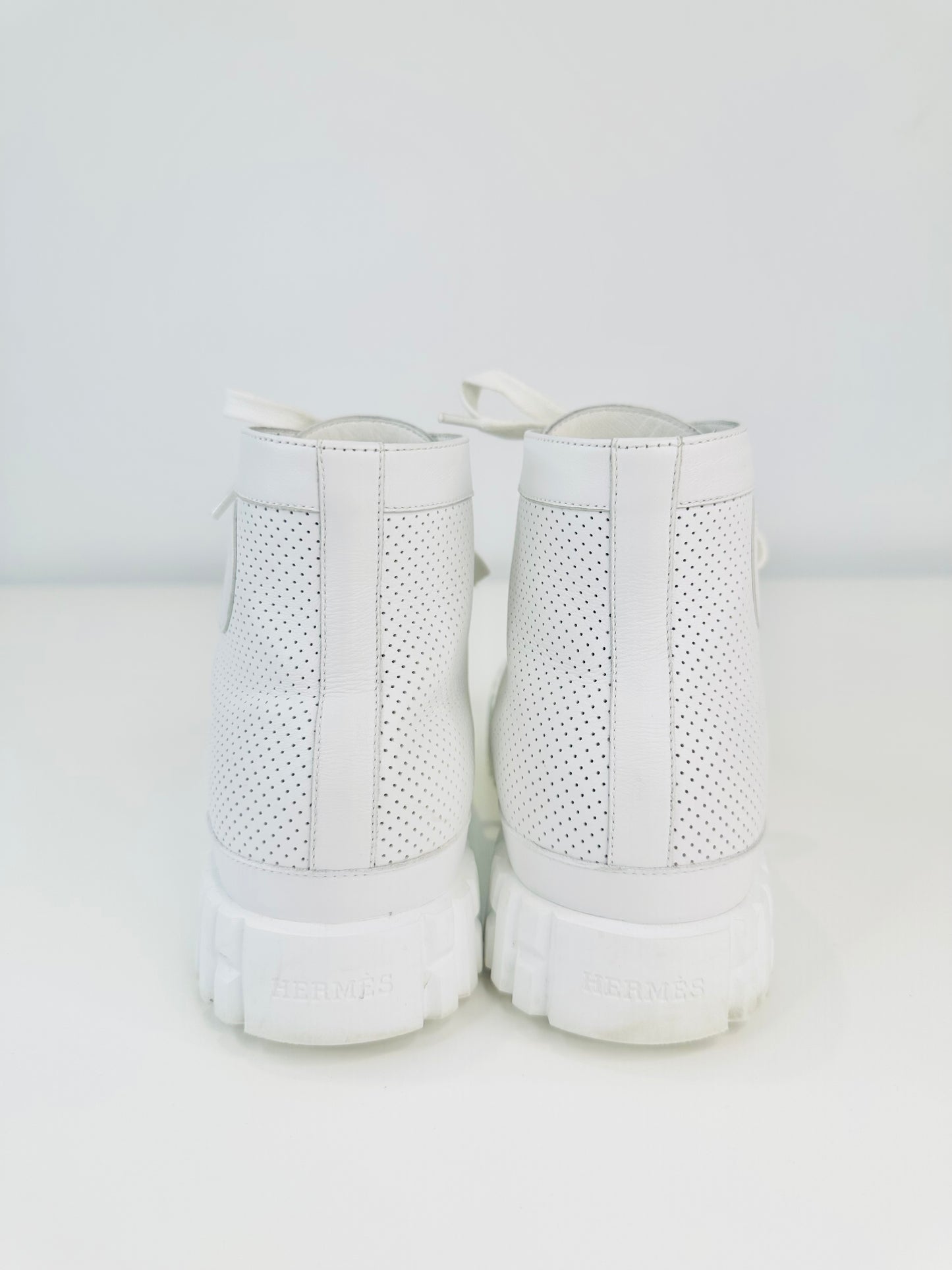 Perforated Leather High-Top Trainers - Size 38.5
