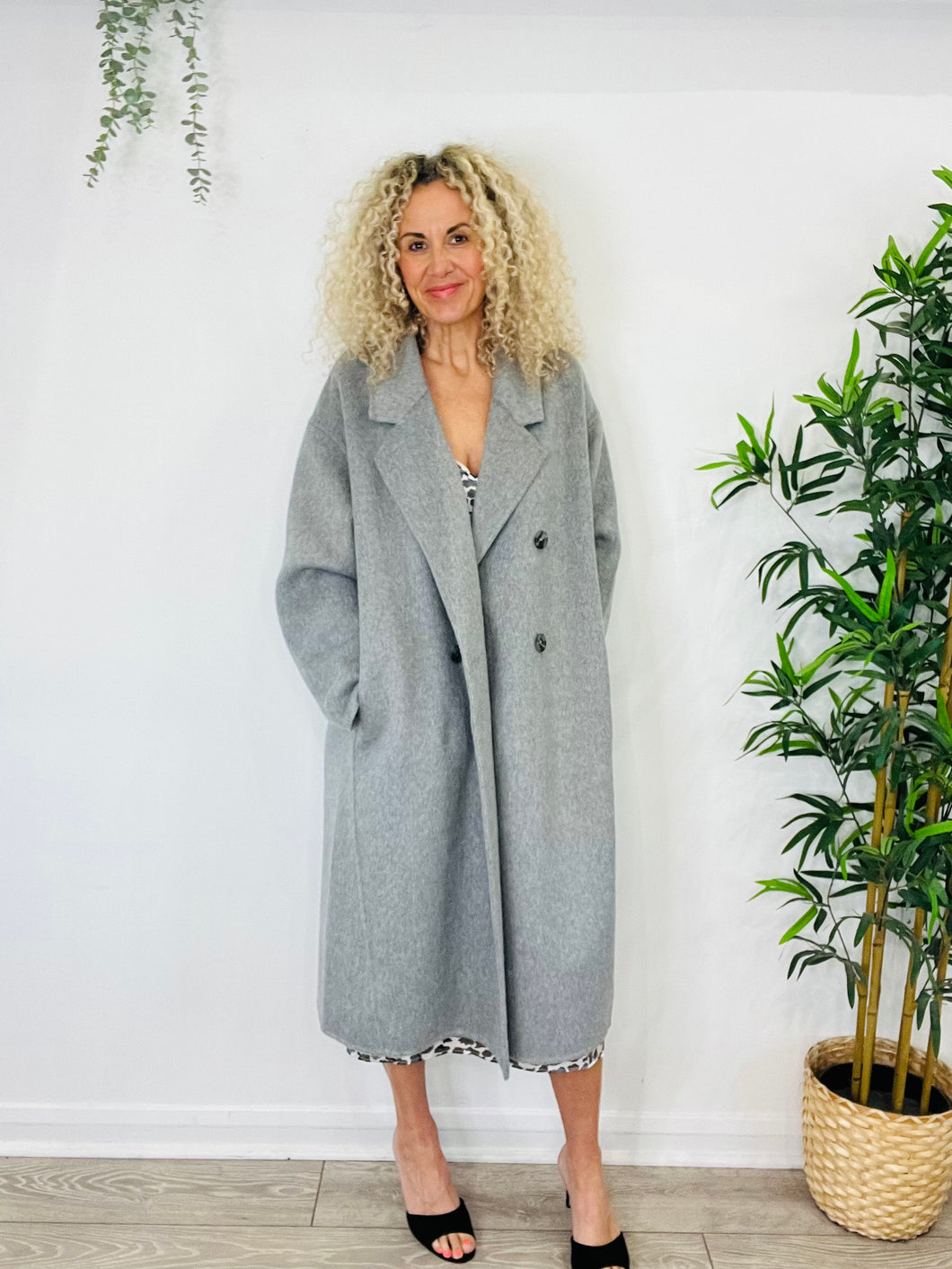 Double Breasted Wool Coat - Size L