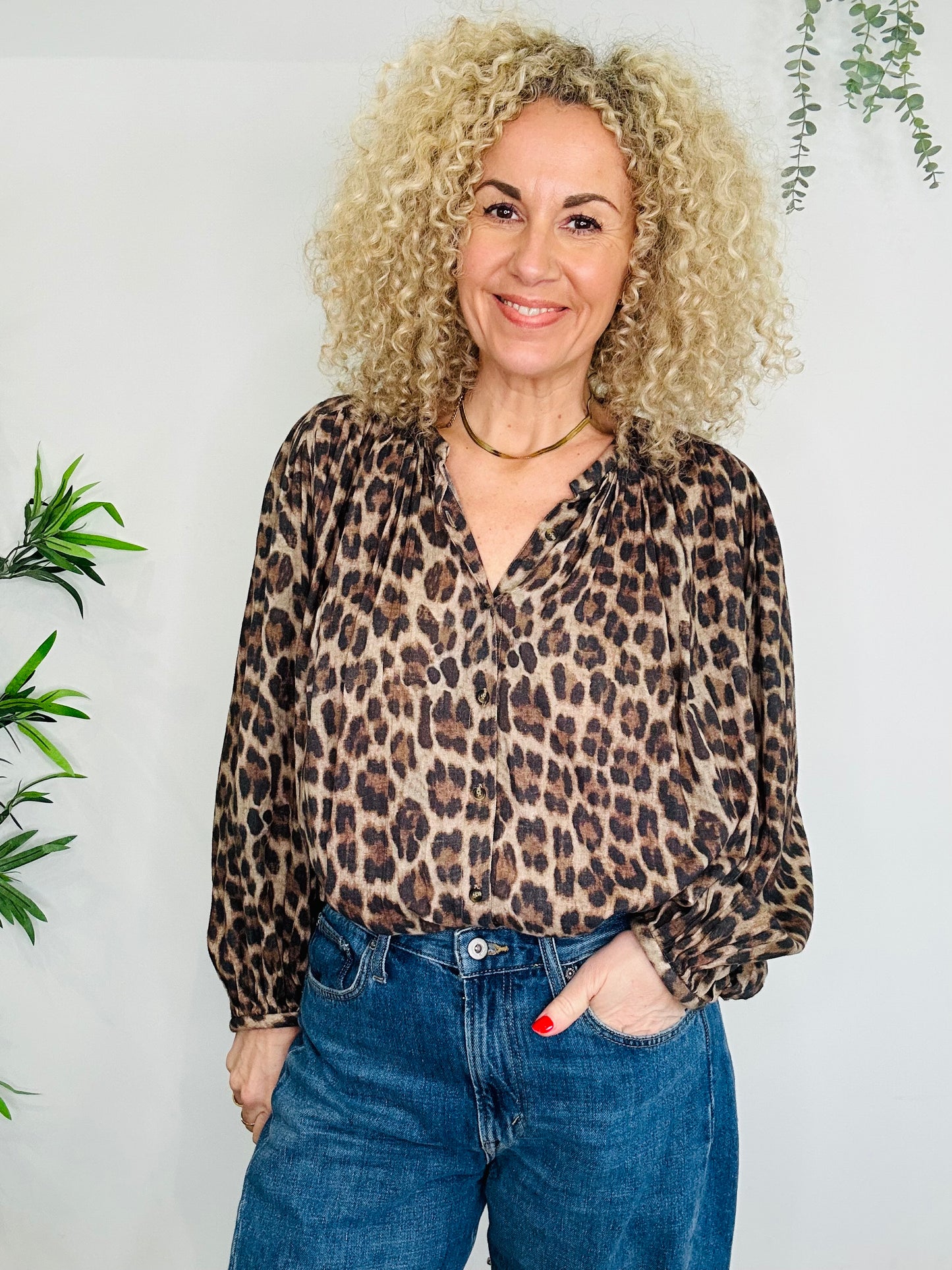 Leopard Print Blouse - Size 38