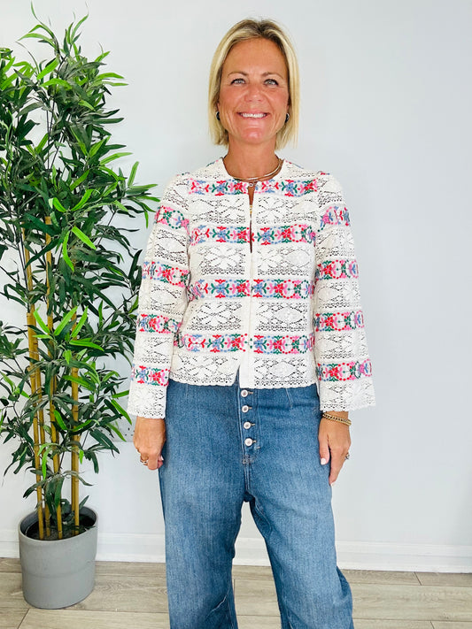 Embroidered Lace Top - Size 38