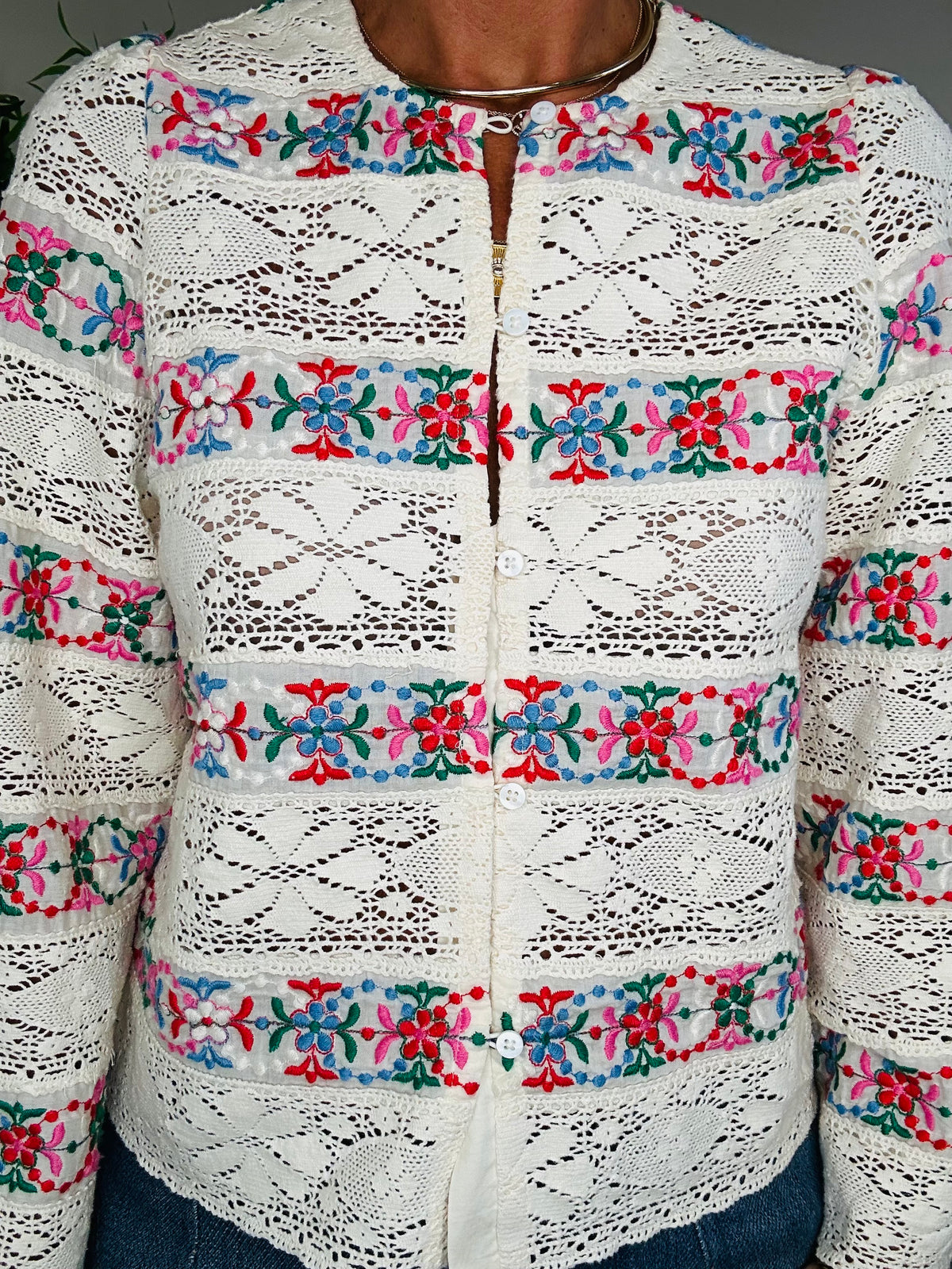 Embroidered Lace Top - Size 38