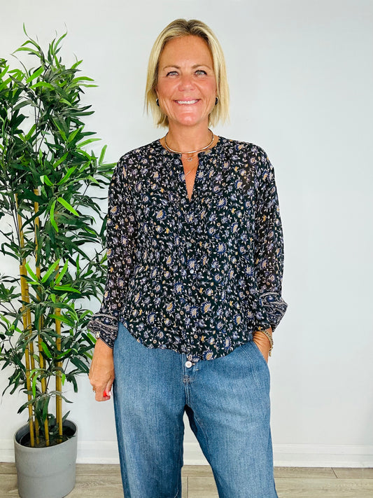 Floral Silk Shirt - Size S