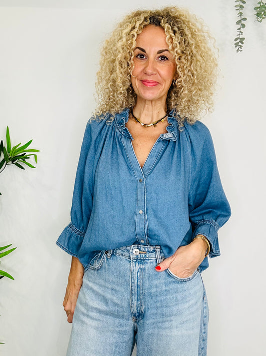 Frill Denim Shirt - Size 1