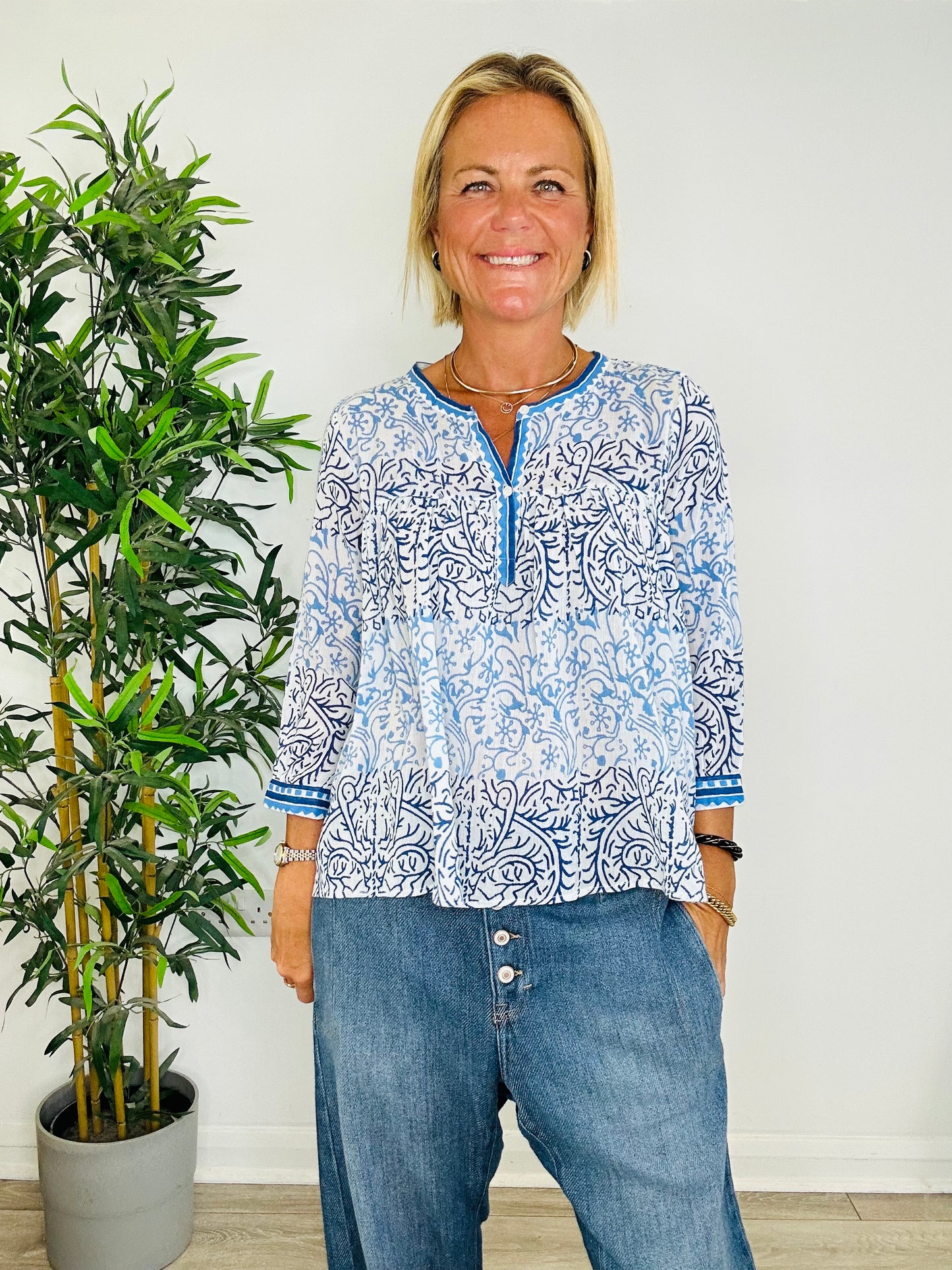 Patterned Cotton Top - Size 40