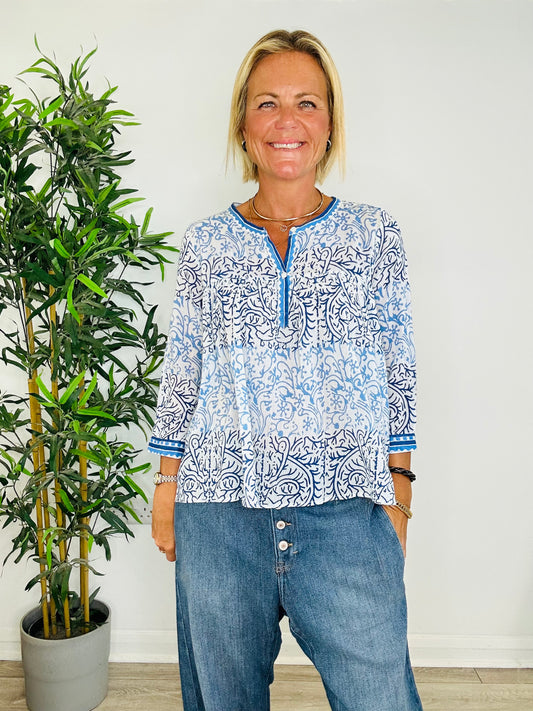 Patterned Cotton Top - Size 40
