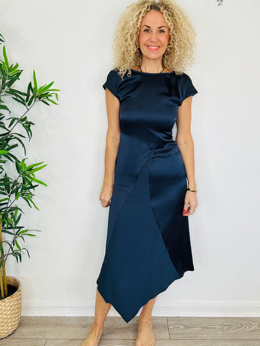 Satin Midi Dress - Size 8