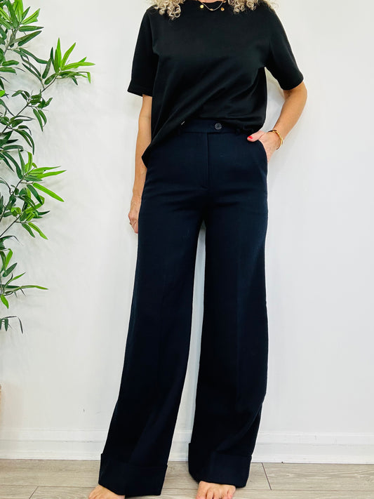 Wool Wide Leg Trousers - Size 40IT