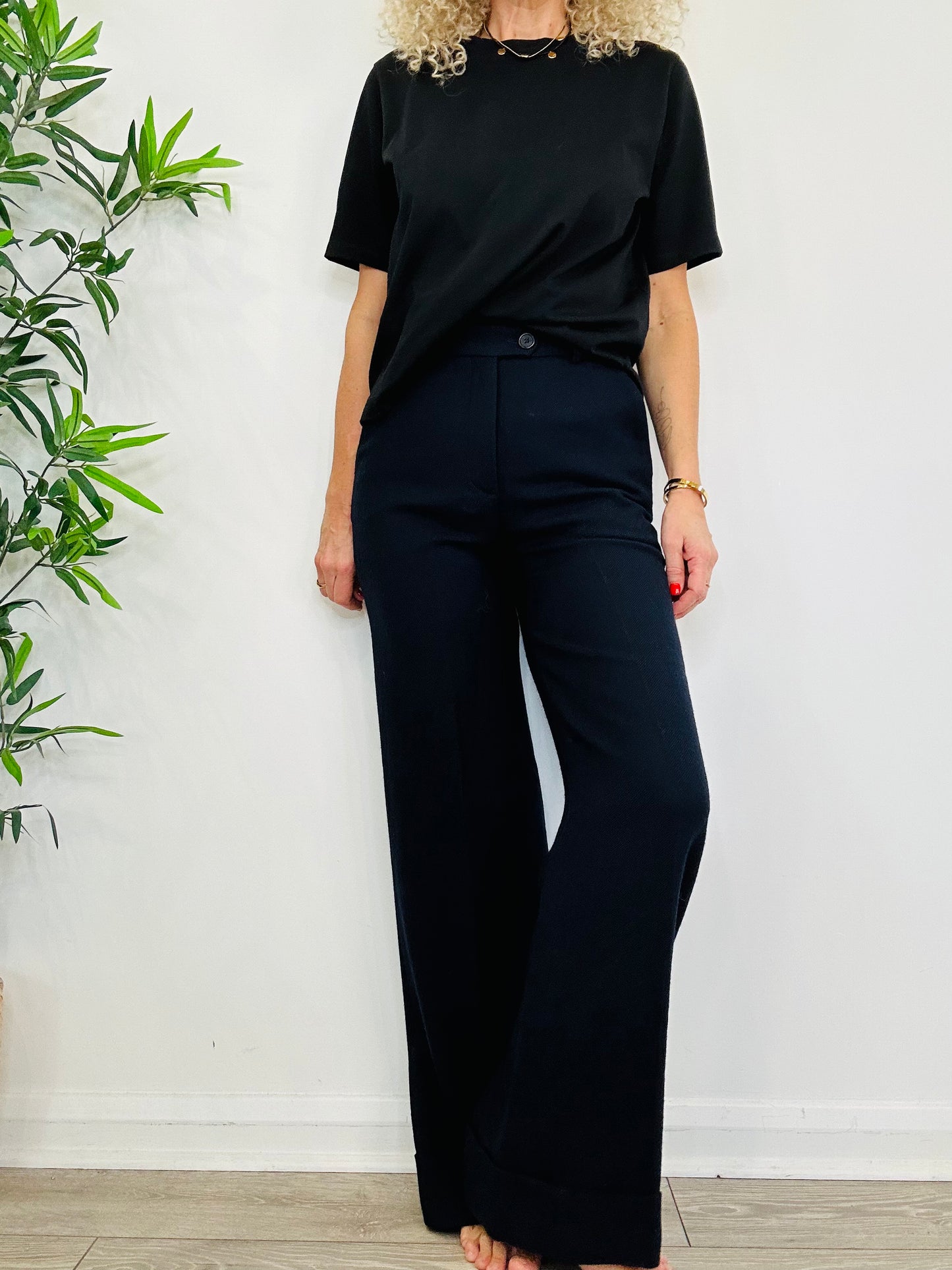 Wool Wide Leg Trousers - Size 40IT