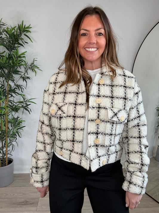 Check Cropped Jacket - Size XS