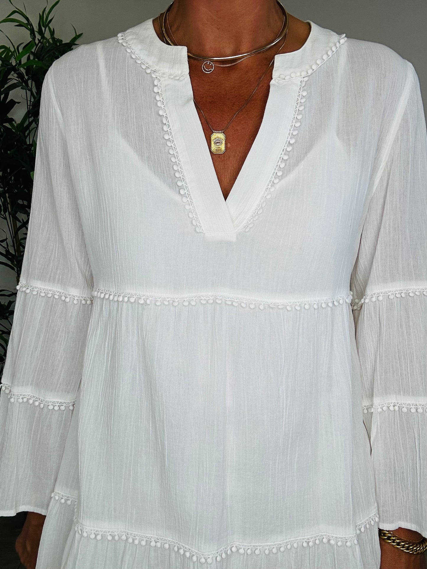 Crinkle Cotton Beach Dress - Size S