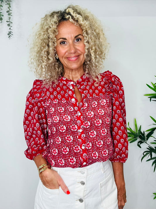 Patterned Cotton Blouse - Size S