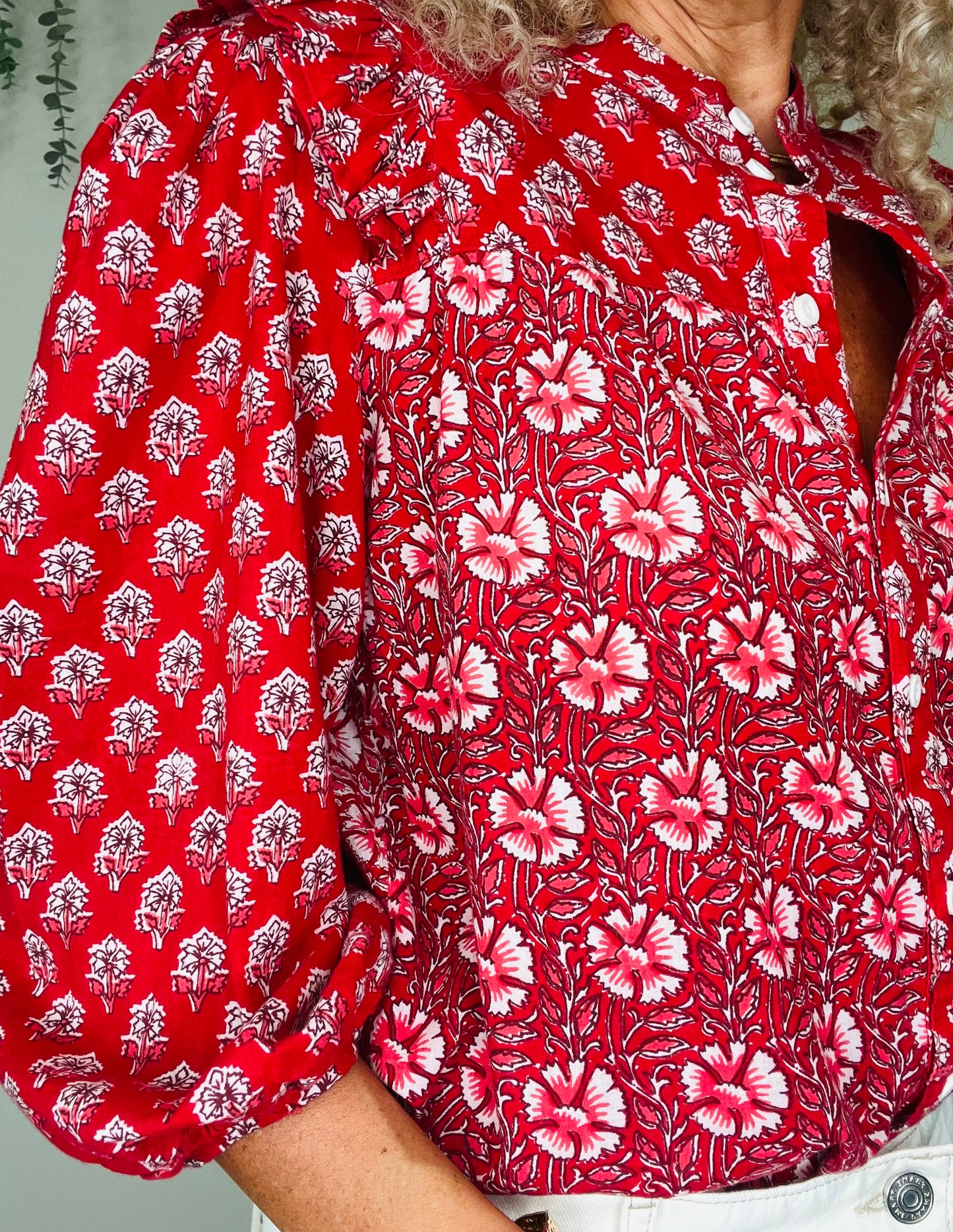Patterned Cotton Blouse - Size S
