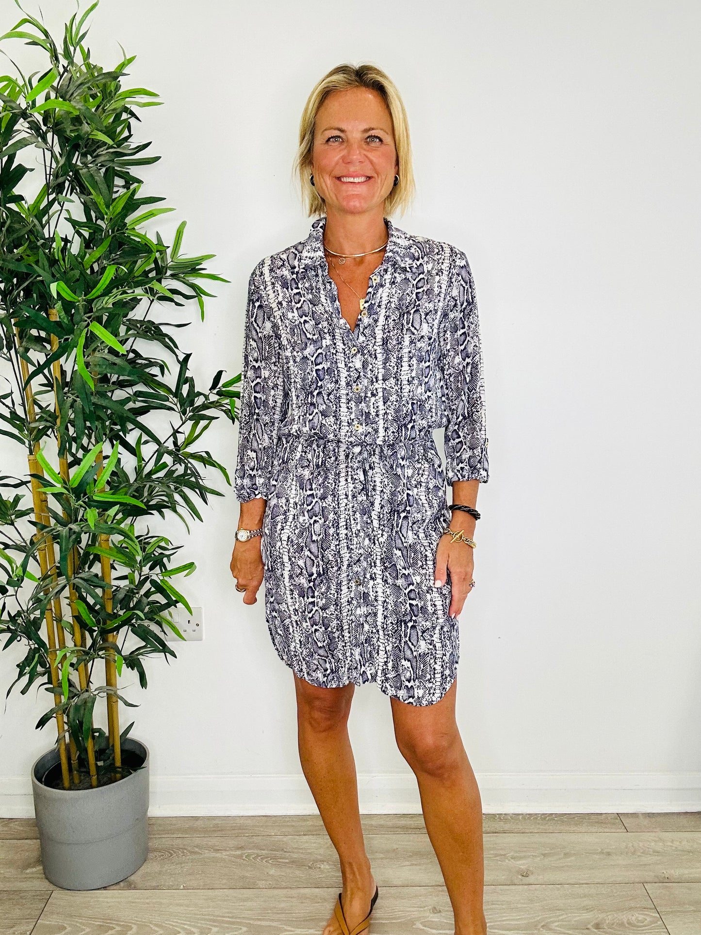 Snakeskin Print Dress - Size S