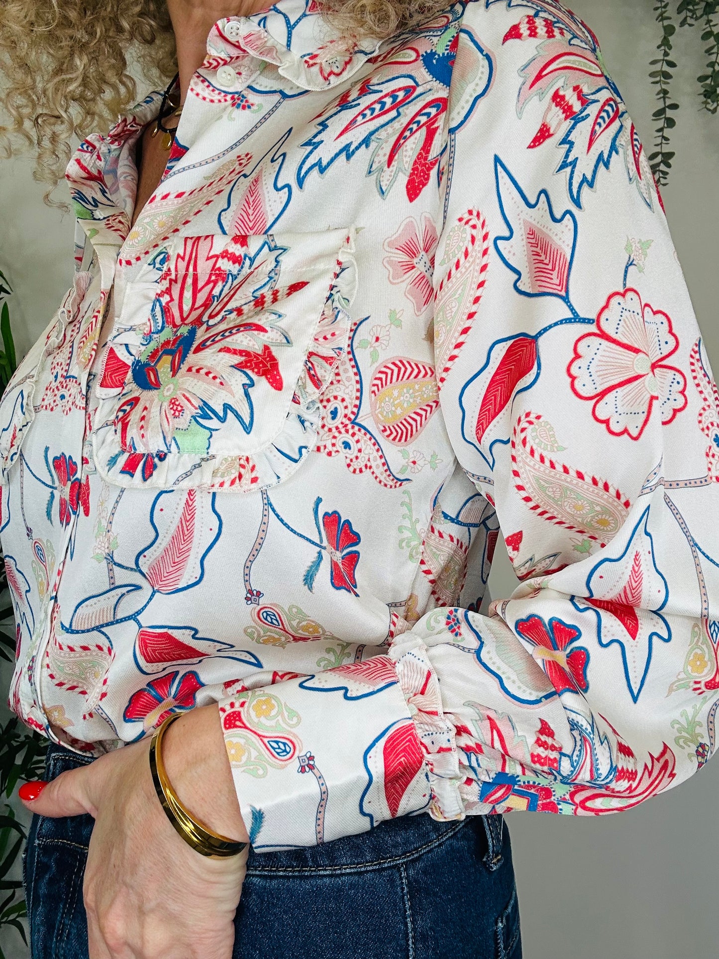 Patterned Silk Shirt - Size XS