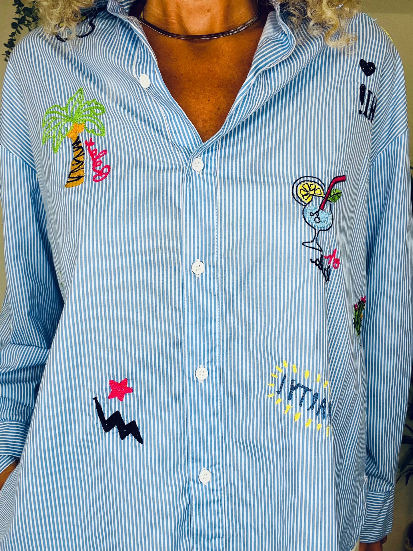 Embroidered Striped Shirt - Size XS/S
