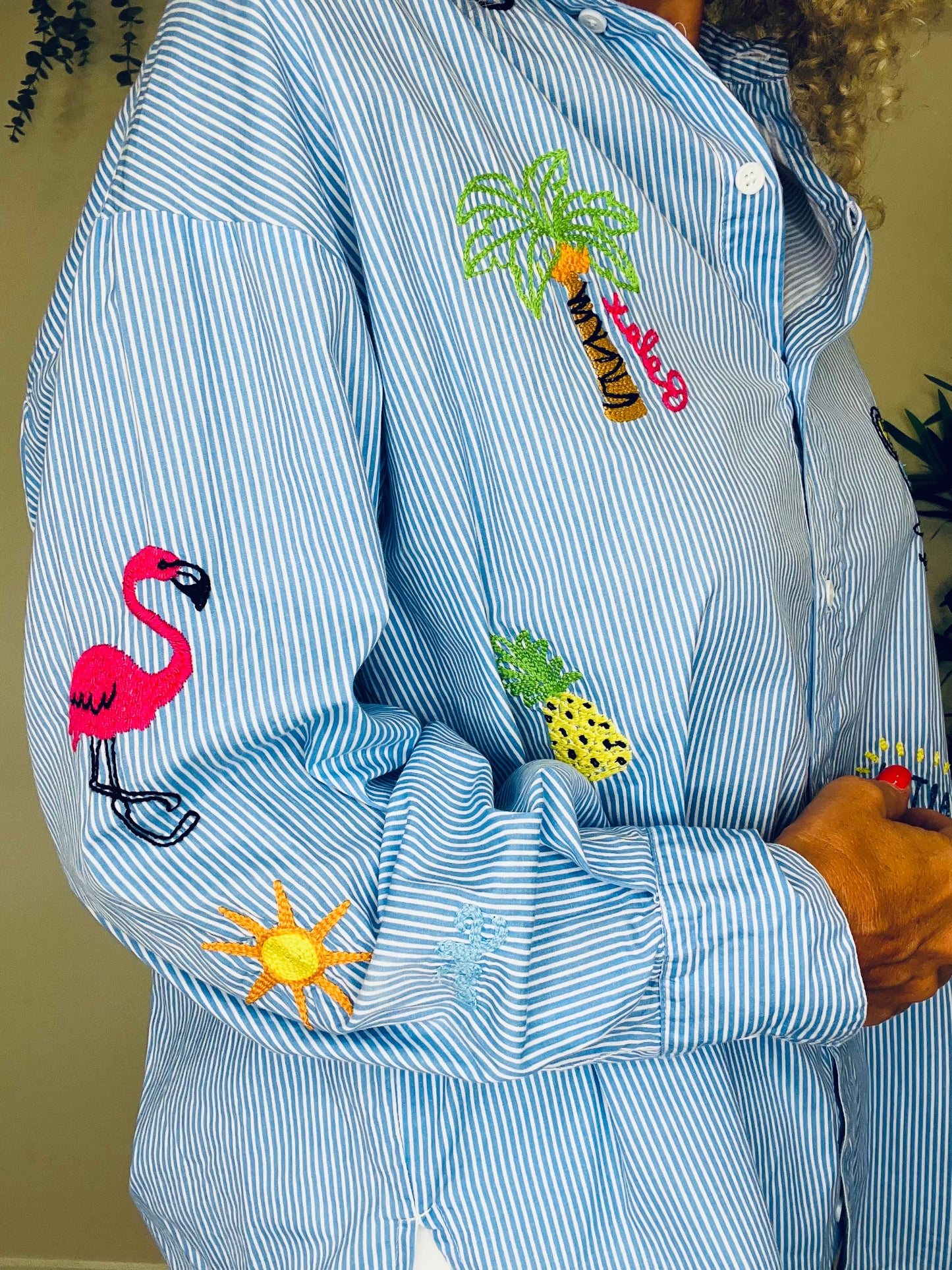 Embroidered Striped Shirt - Size XS/S