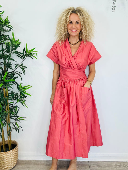 Cotton Wrap Dress - Size L