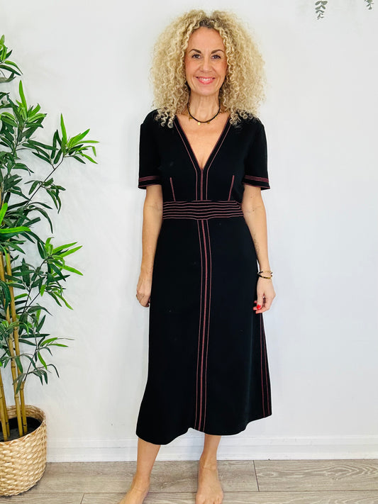 Exposed Stitch Midi Dress - Size 12