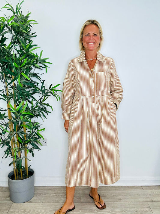 Striped Shirt Dress - Size M