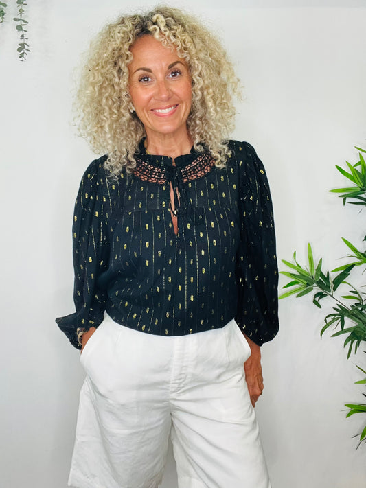 Metallic Patterned Blouse - Size 4