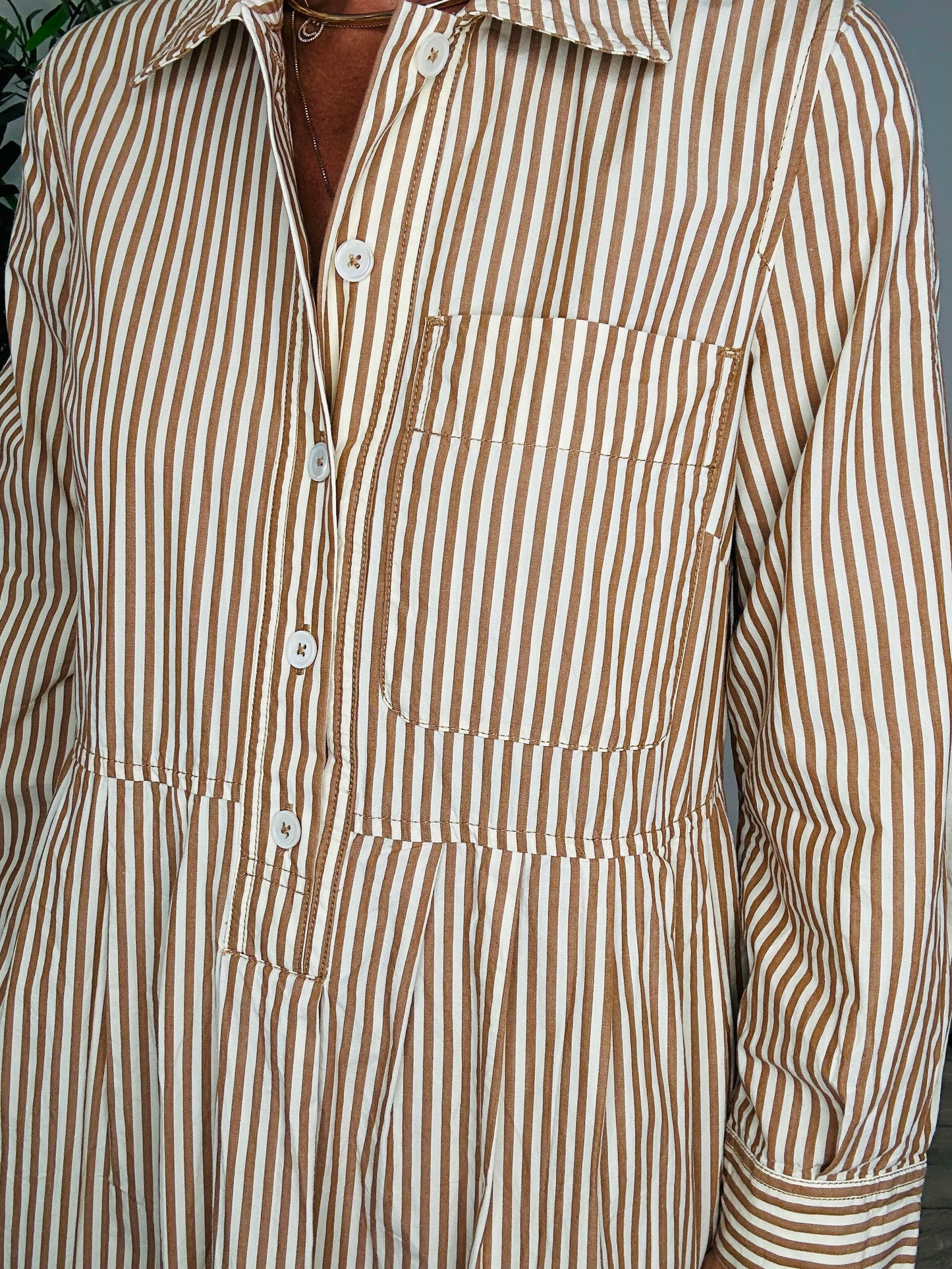Striped Shirt Dress - Size M
