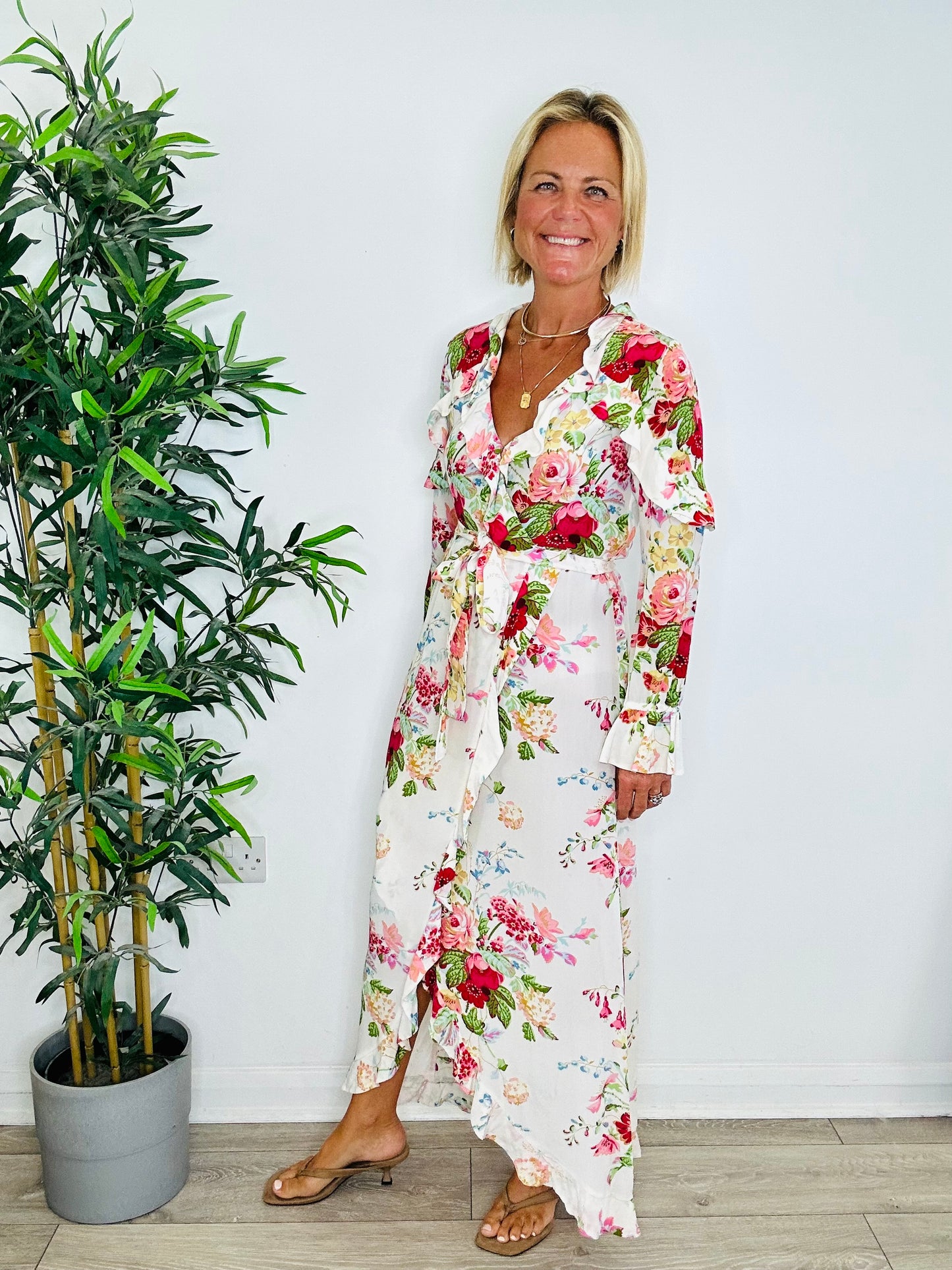 Floral Silk Dress - Size S