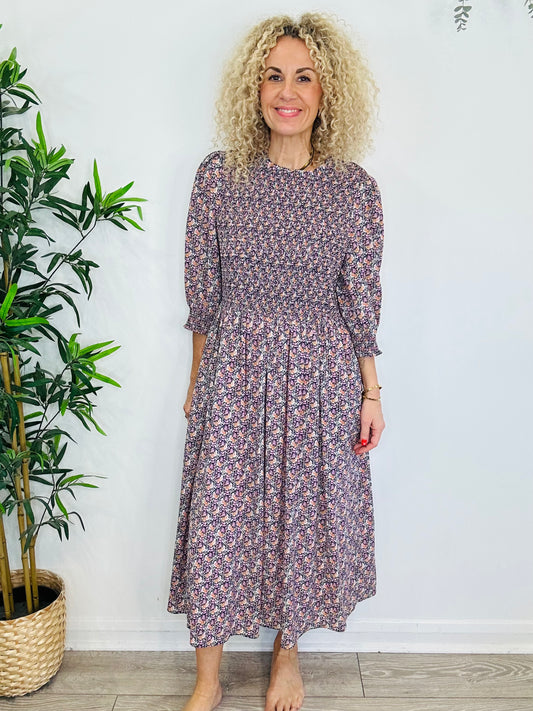Smocked Floral Dress - Size 4