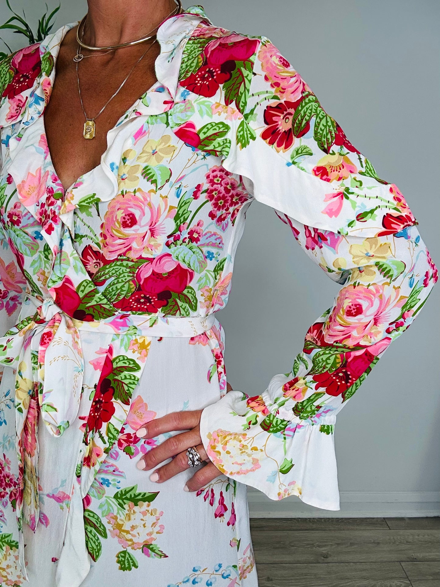 Floral Silk Dress - Size S