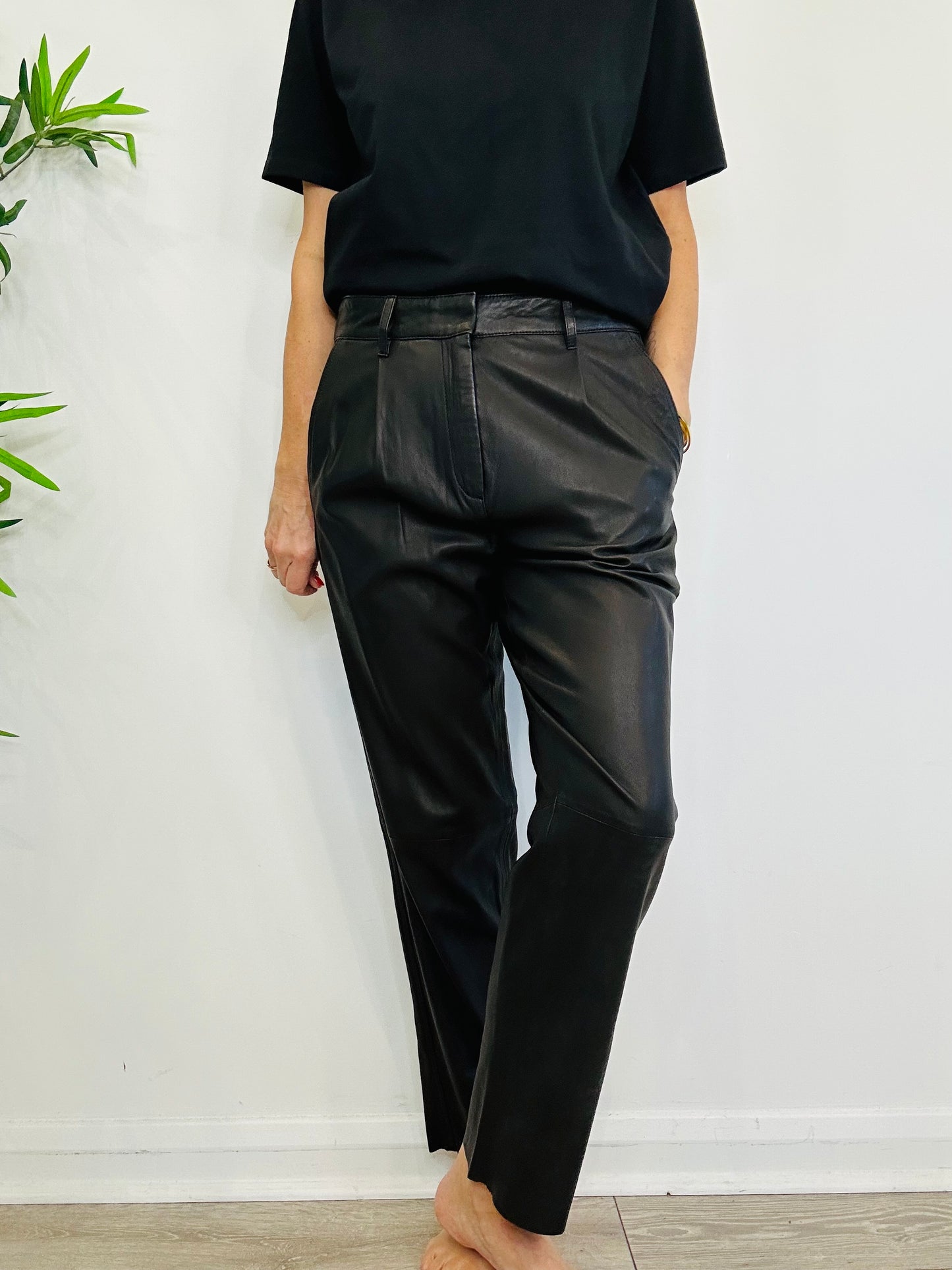 Iris Leather Trousers - Size 40