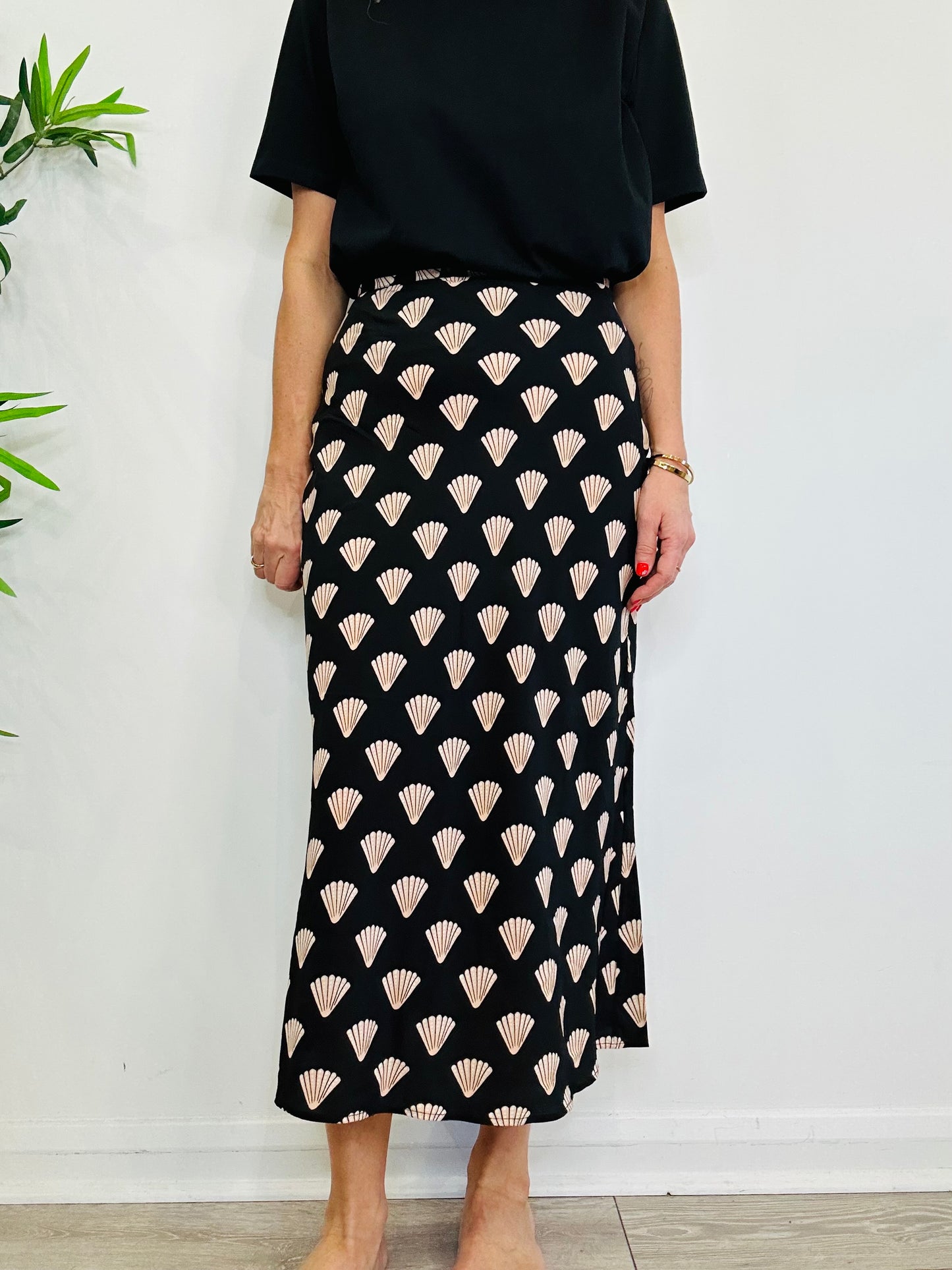 Shell Print Silk Skirt - Size S