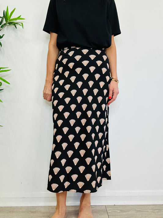Shell Print Silk Skirt - Size S