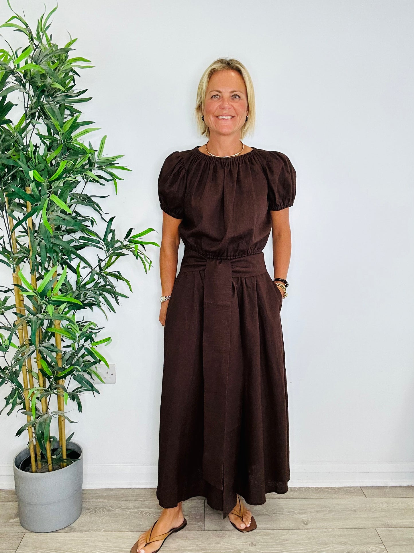 Linen Top & Skirt Set - Size 8