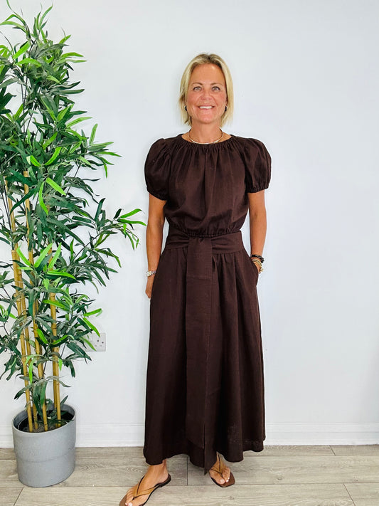Linen Top & Skirt Set - Size 8