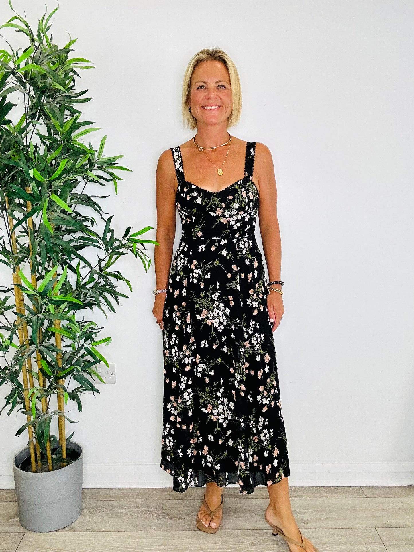 Floral Midi Dress - Size 8