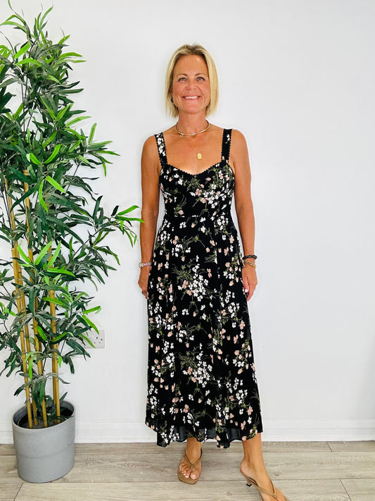 Floral Midi Dress - Size 8