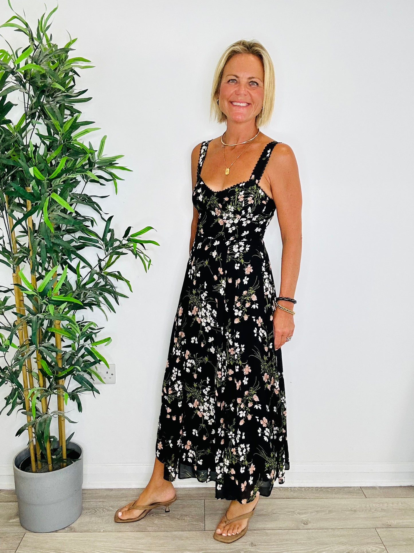 Floral Midi Dress - Size 8