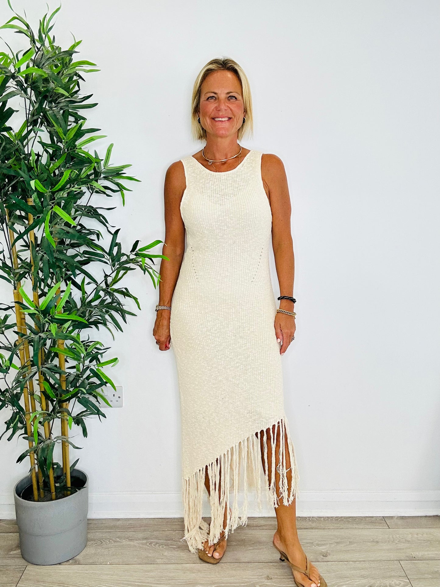 Fringed Knitted Dress - Size M