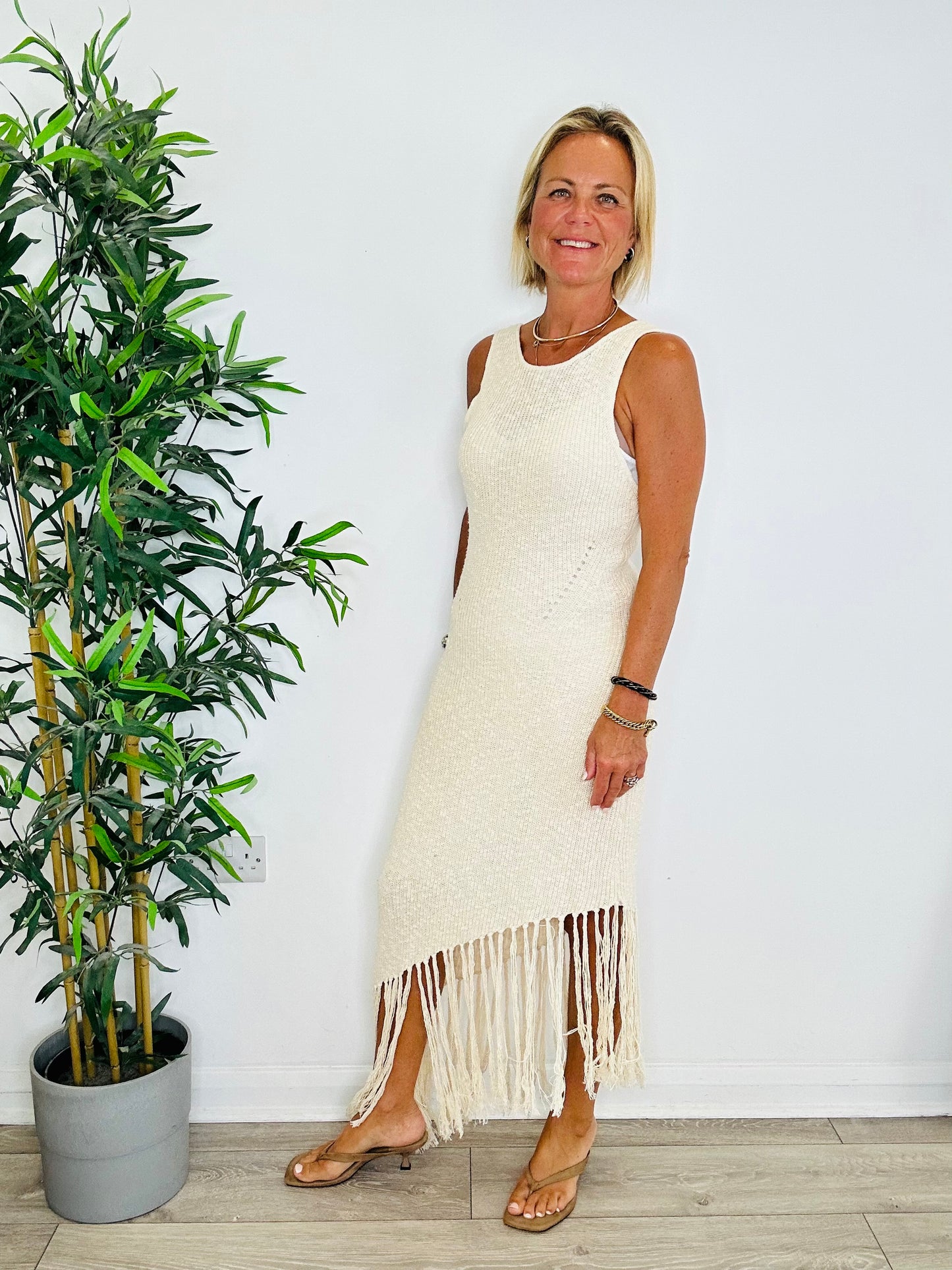 Fringed Knitted Dress - Size M
