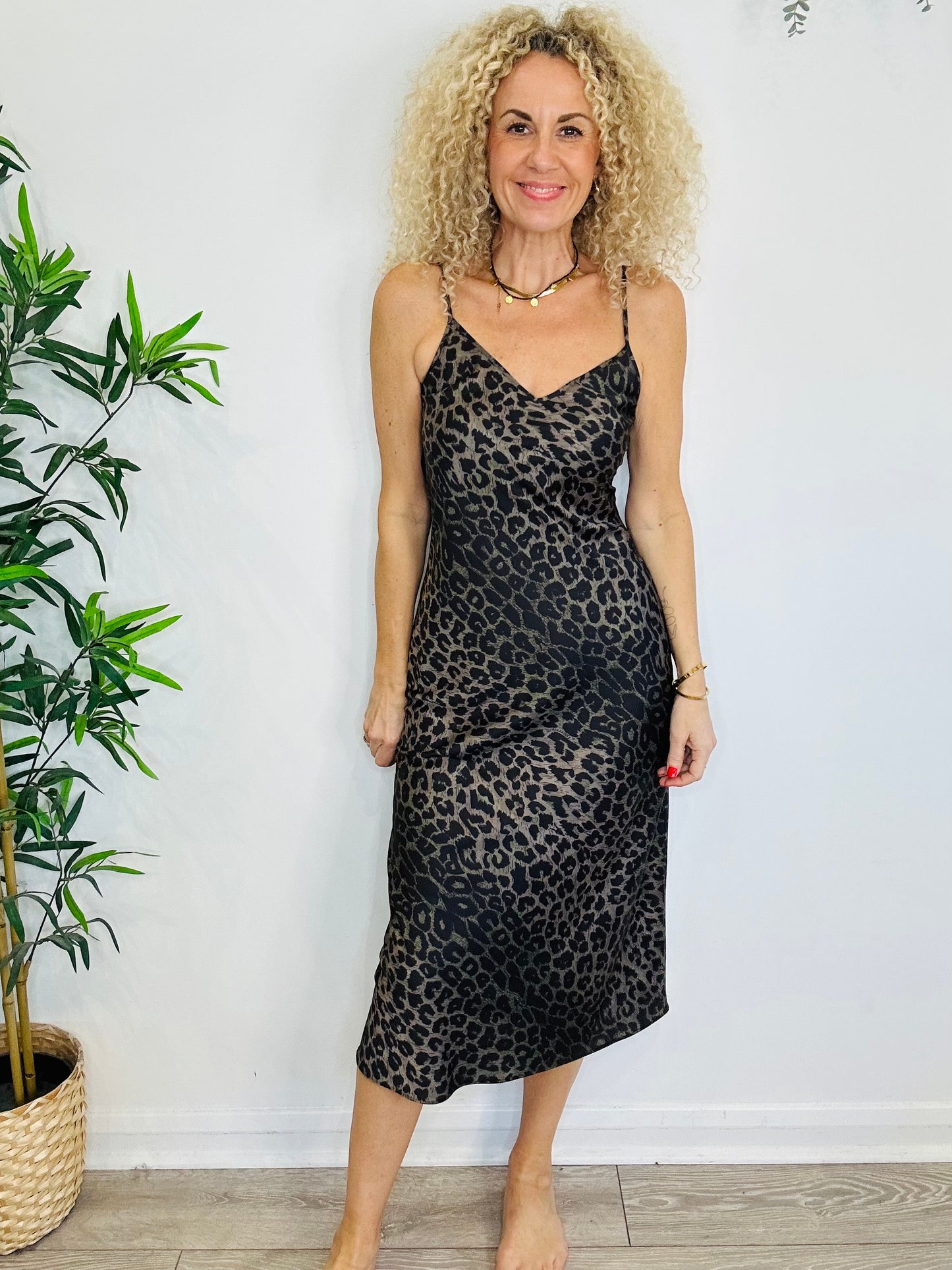 Leopard Print Slip Dress - Size 8