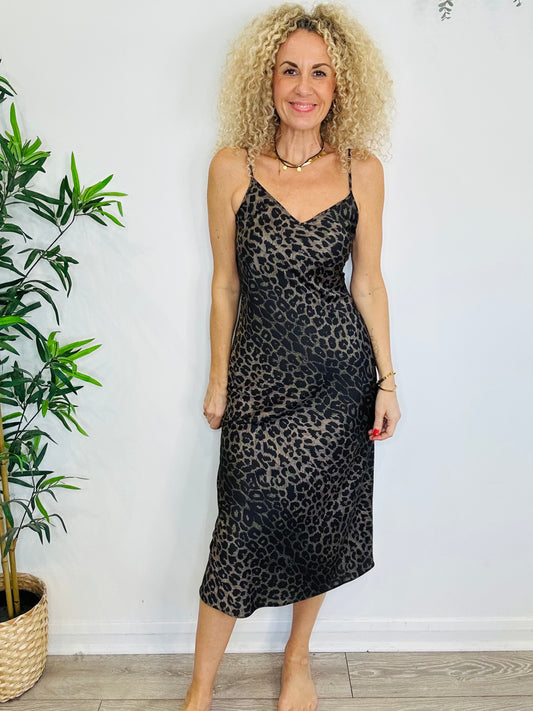 Leopard Print Slip Dress - Size 8