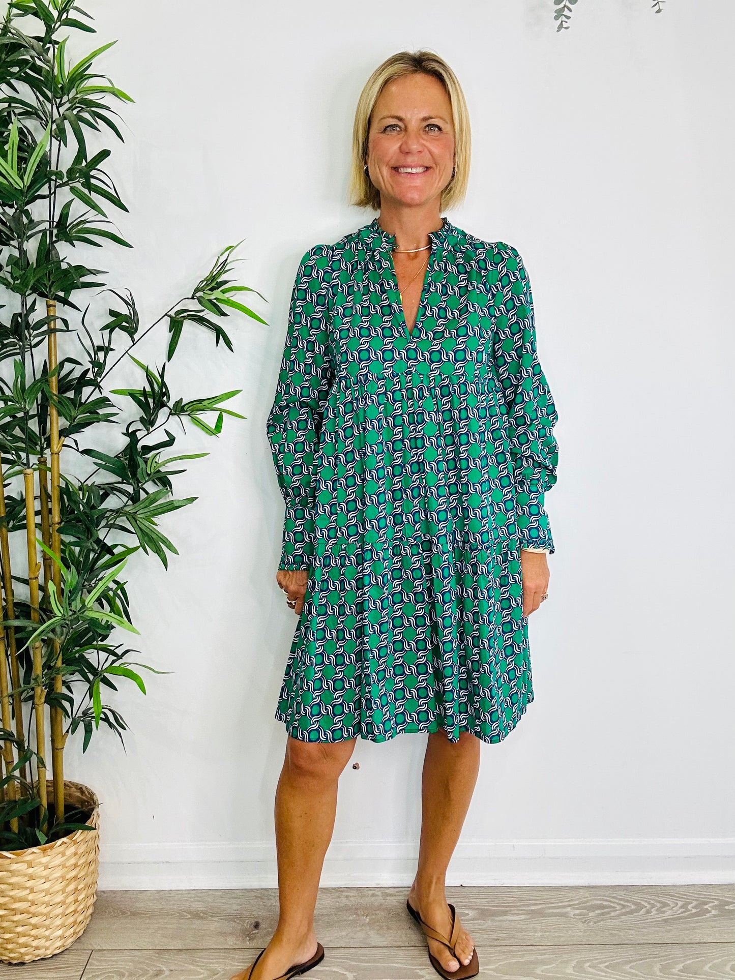 Patterned Cotton Dress - Size XS