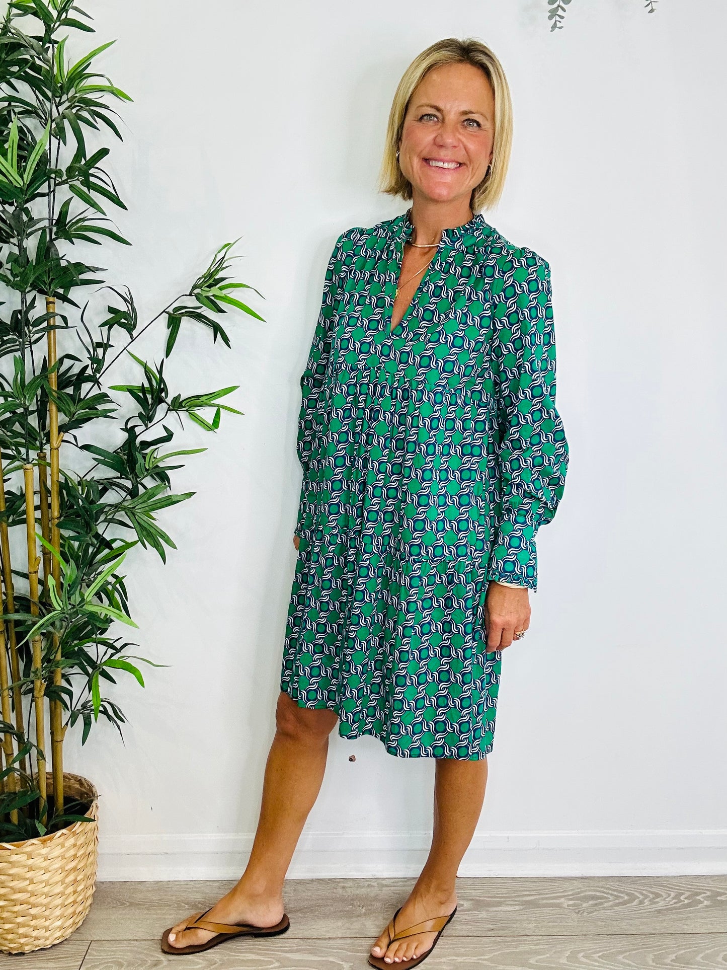 Patterned Cotton Dress - Size XS