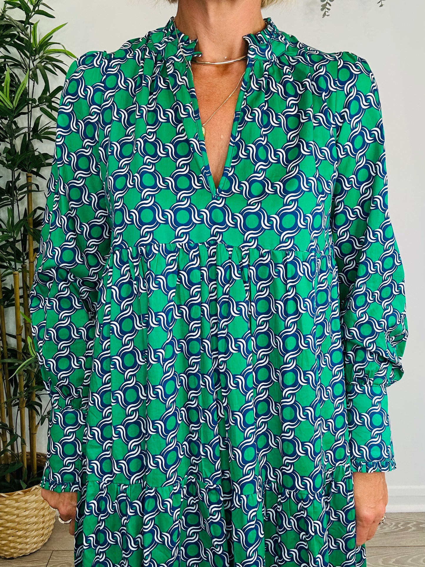 Patterned Cotton Dress - Size XS