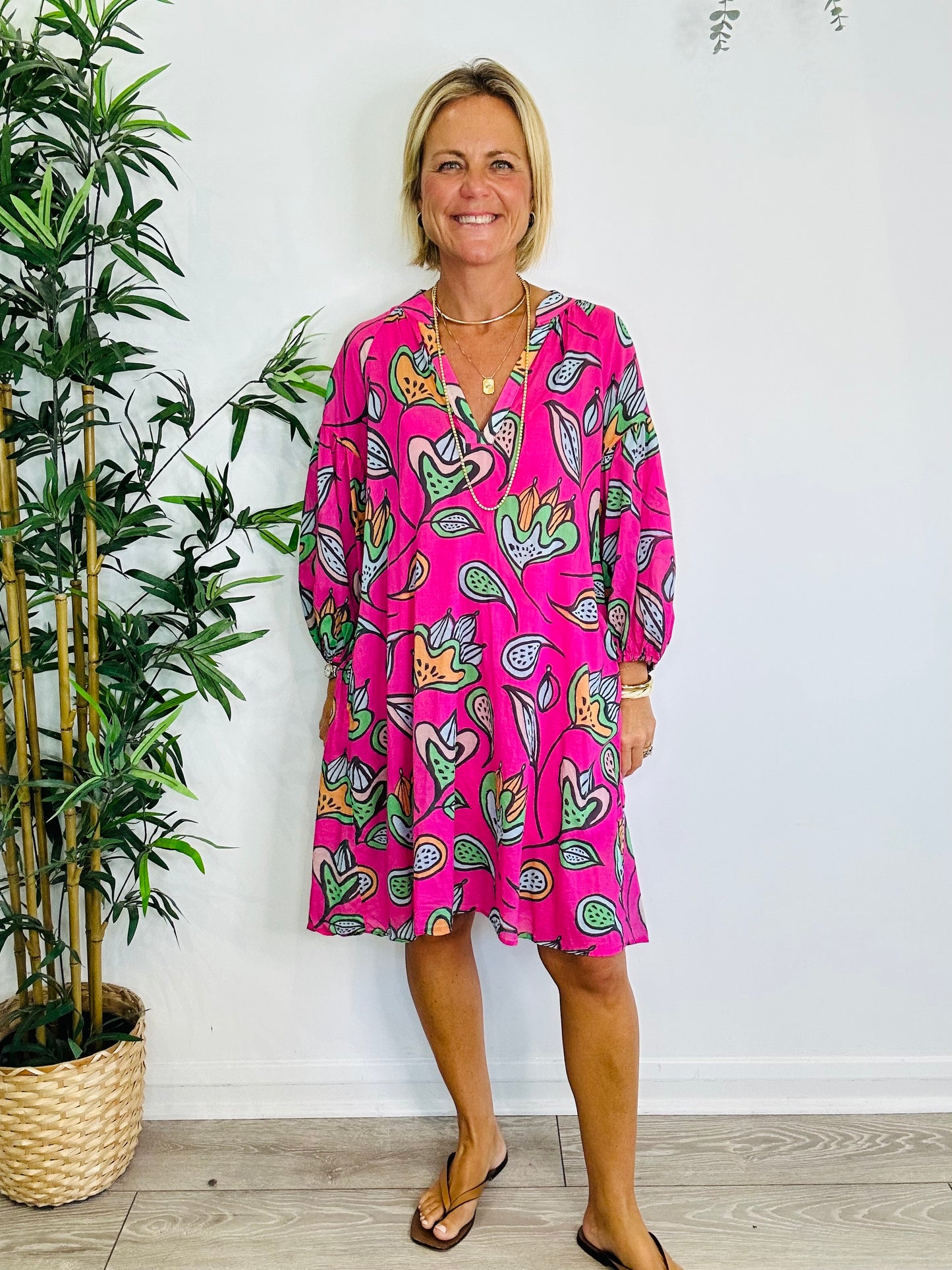 Patterned Cotton Dress - Size S