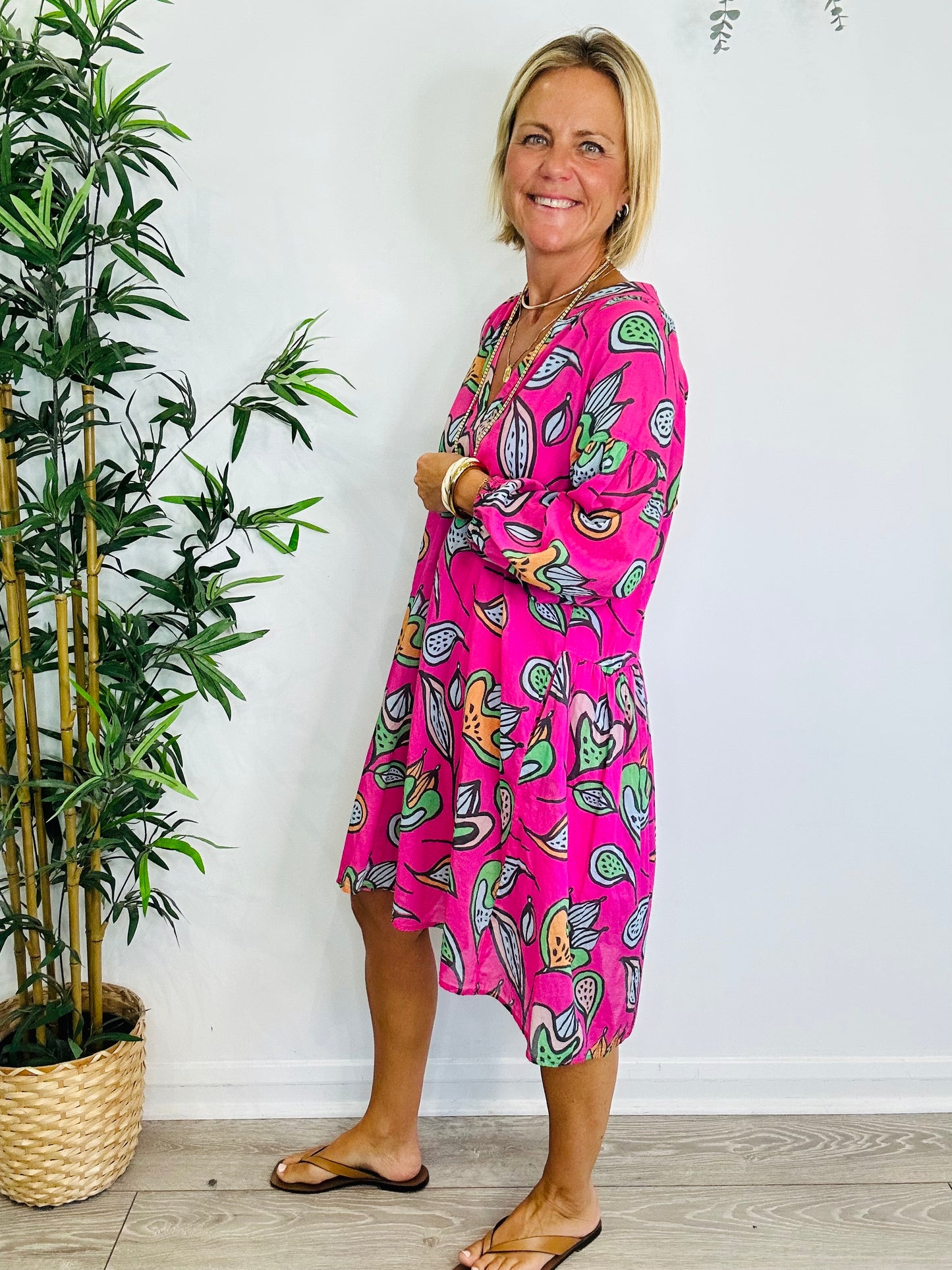 Patterned Cotton Dress - Size S