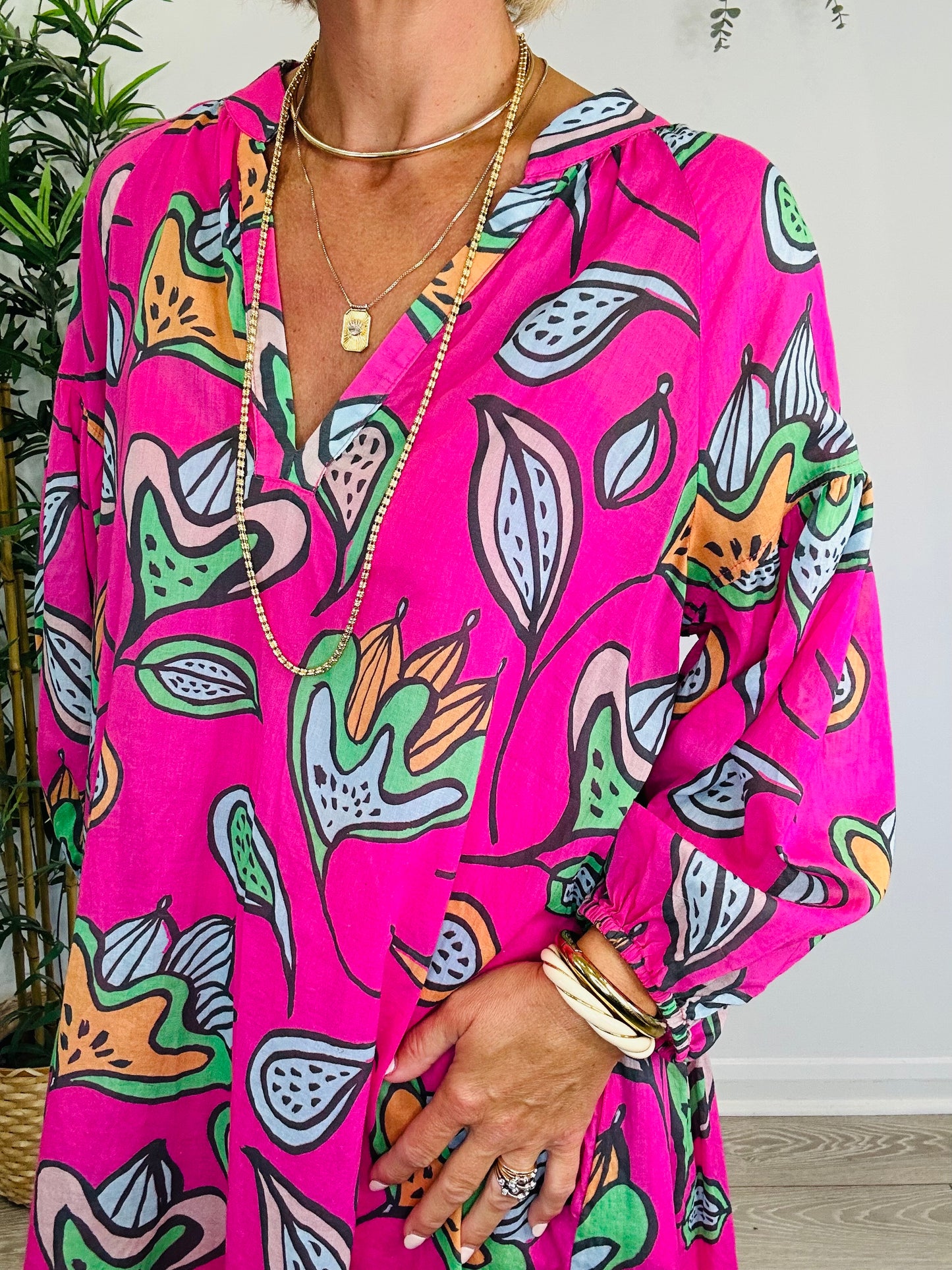 Patterned Cotton Dress - Size S