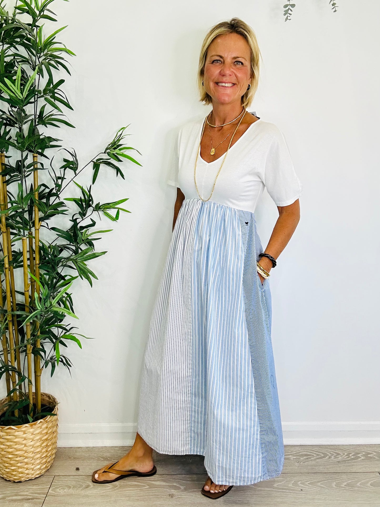 Striped Cotton Dress - Size S