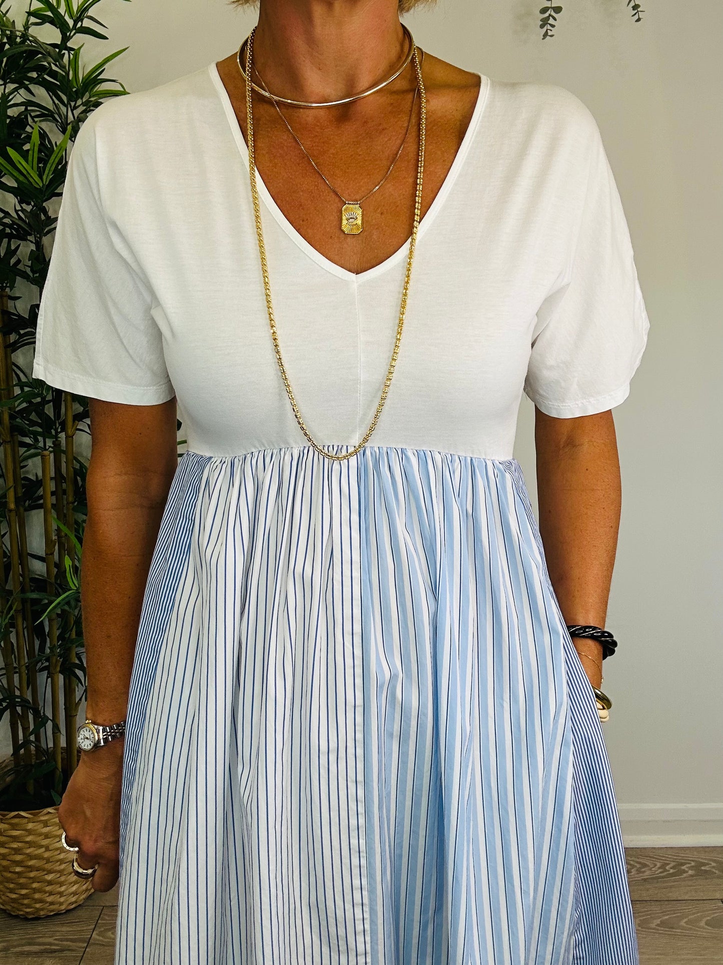Striped Cotton Dress - Size S